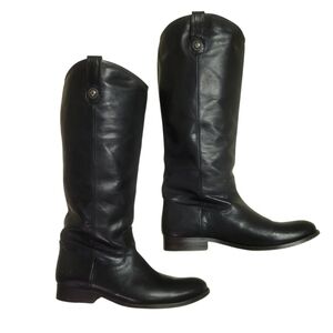 Frye Boots Tall Equestrian Horse Riding Black Women's 9 B Pull On Smooth Leather